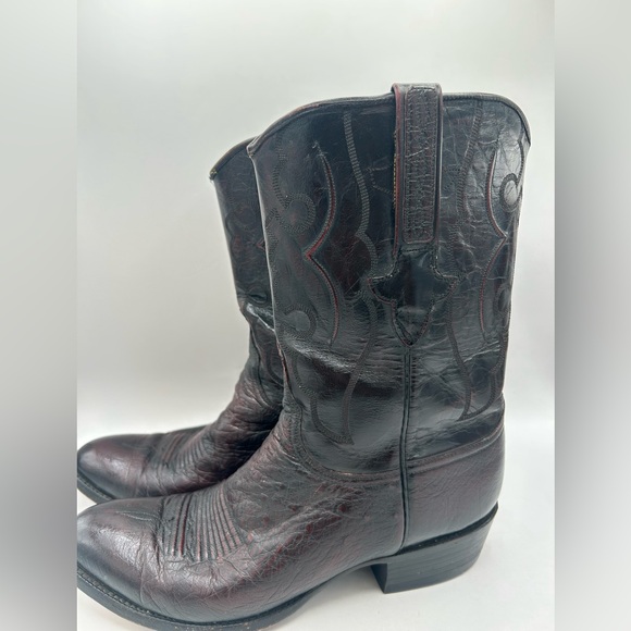 Lucchese L3653 vintage exotic Leather cowboy boot Cherry black Western M 8.5 - Picture 5 of 17